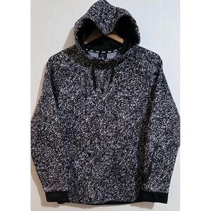 Nike Dri Fit Black White Speckled Hoodie Pullover Swoosh Logo Long Sleeve Sz S